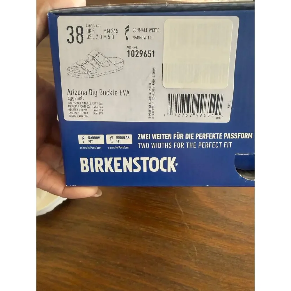 Birkenstock Arizona Big Buckle EVA Eggshell Sandals EU 38 US 7 With Box